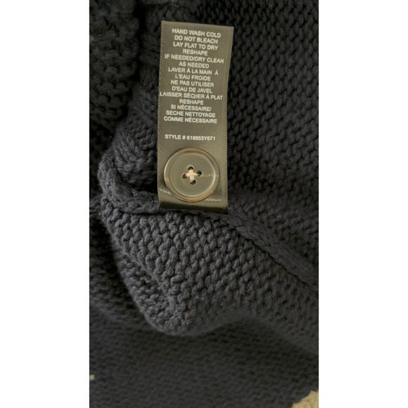 La Vie‎ Rebecca Taylor Navy Blue Peplum Knit Sweater Top Button Detail - Picture 6 of 9